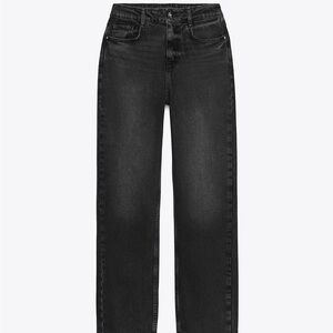 Zara Black Straight Leg Women's Jeans Raw Hem